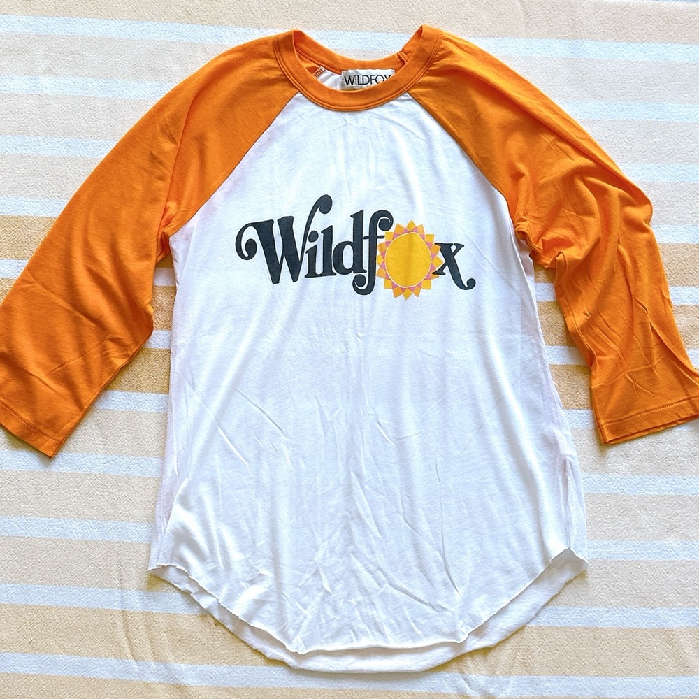 NWOT🌟Wildfox x Revolve Limited Edition Graphic Raglan Ringer Tee XS 3/4 Sleeve
